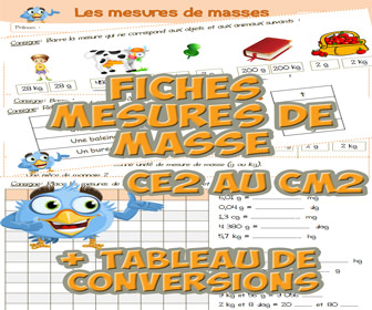 Mesurer des masses; leçon et exercices CM2